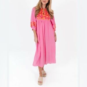 NEW NWT J.Marie Carlie MIDI Dress Pink Small